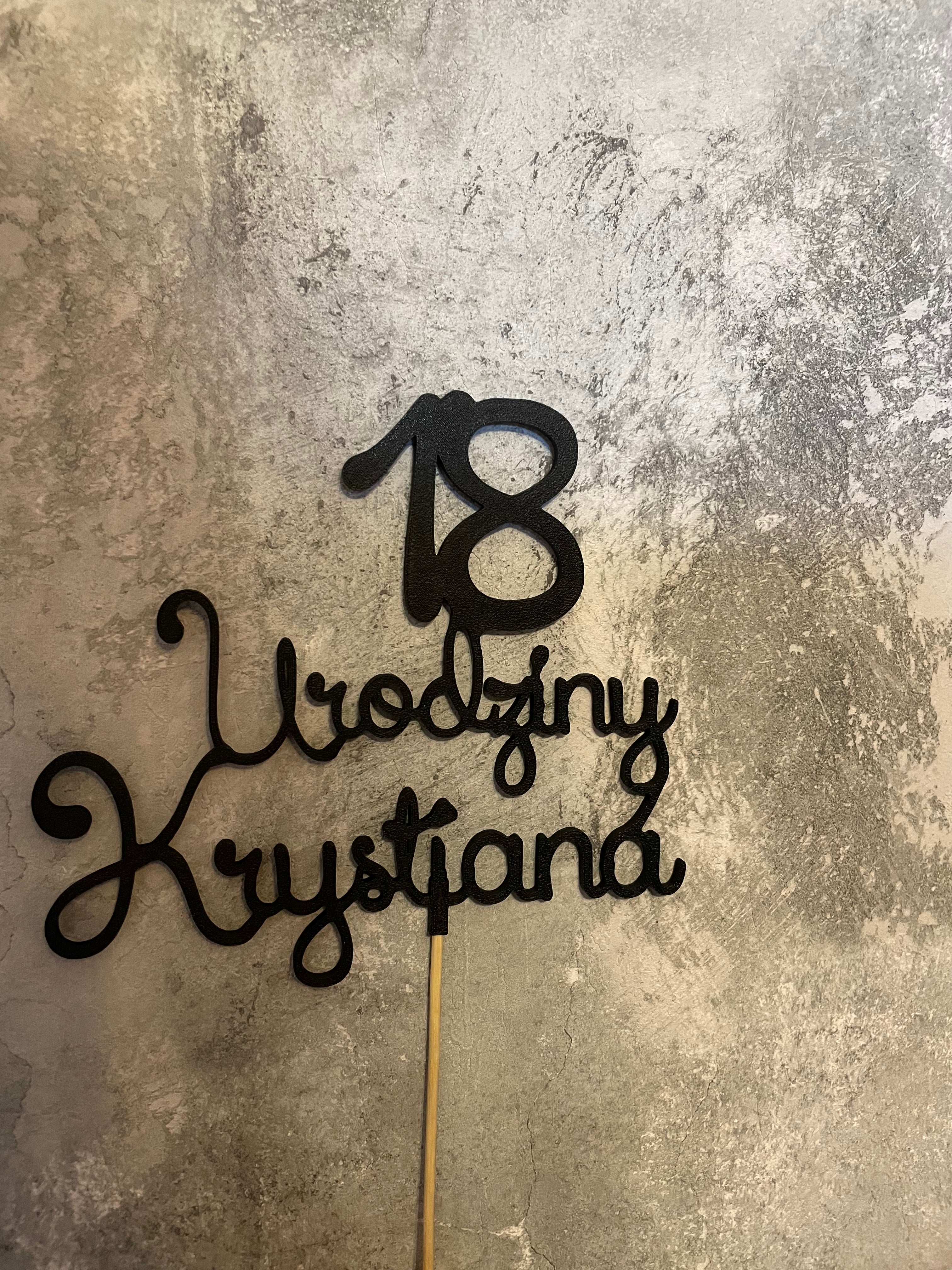 Topper na tort – Napis Urodziny, Personalizowany (Imię + Wiek)