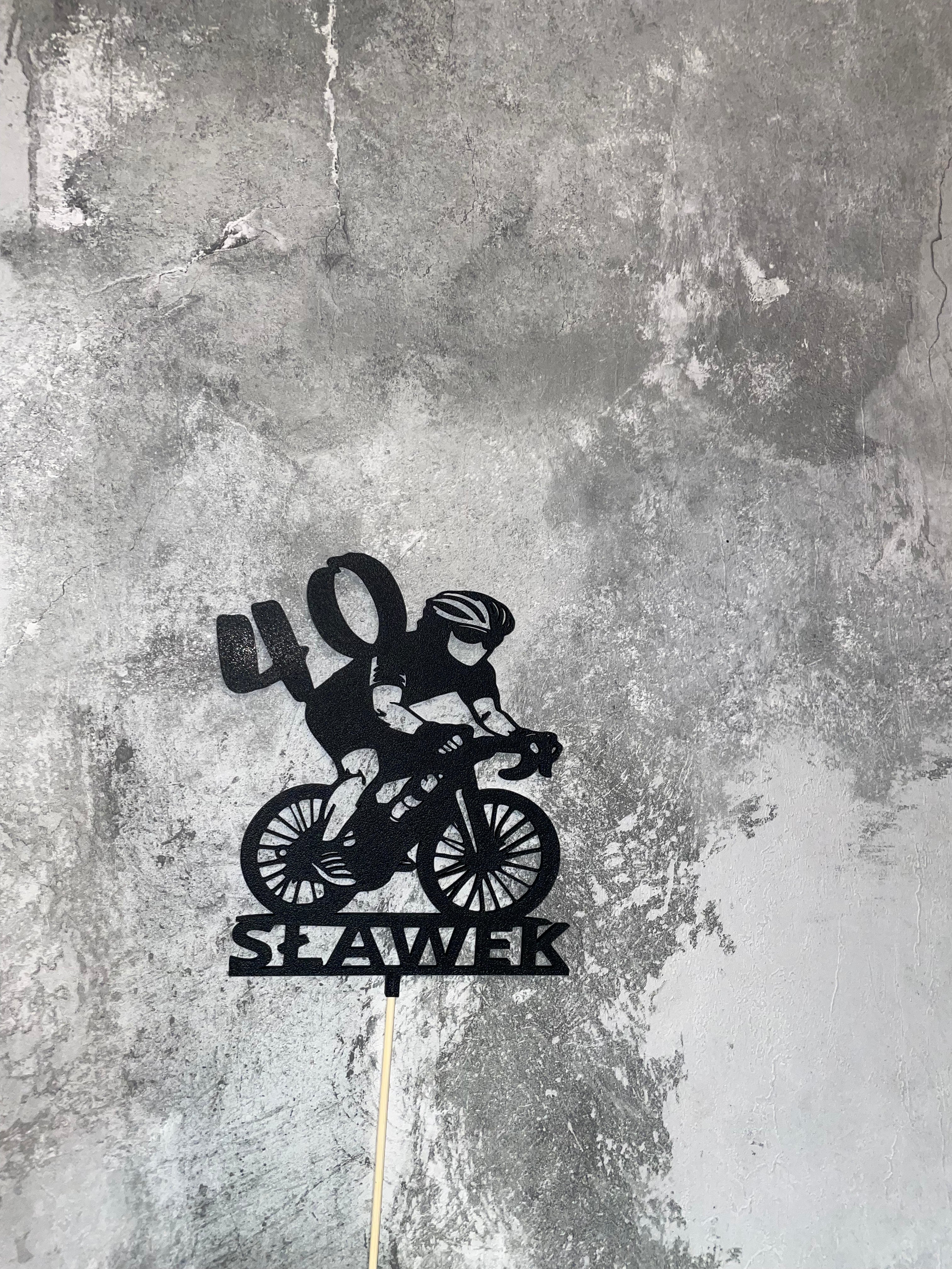 Topper na tort - Dla kolarza/ rowerzysty Personalizowany (Imię + Wiek)