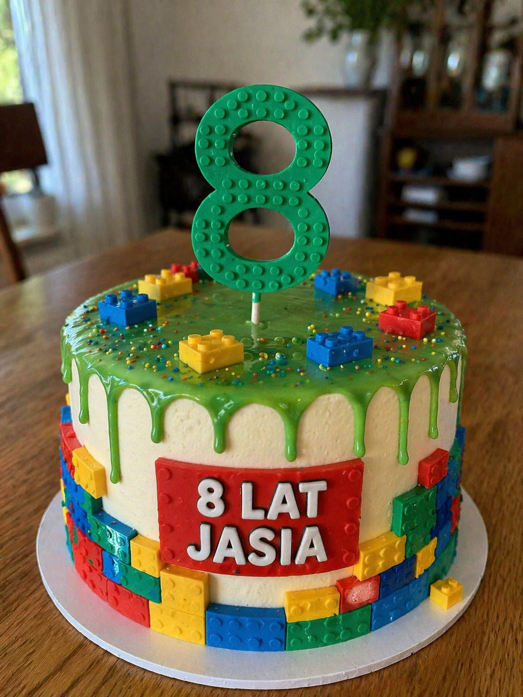 Topper na tort – cyfra w stylu klocków Lego Personalizowany
