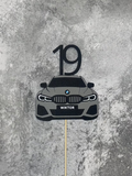 Topper na tort - auto BMW personalizowany (wiek+imię)