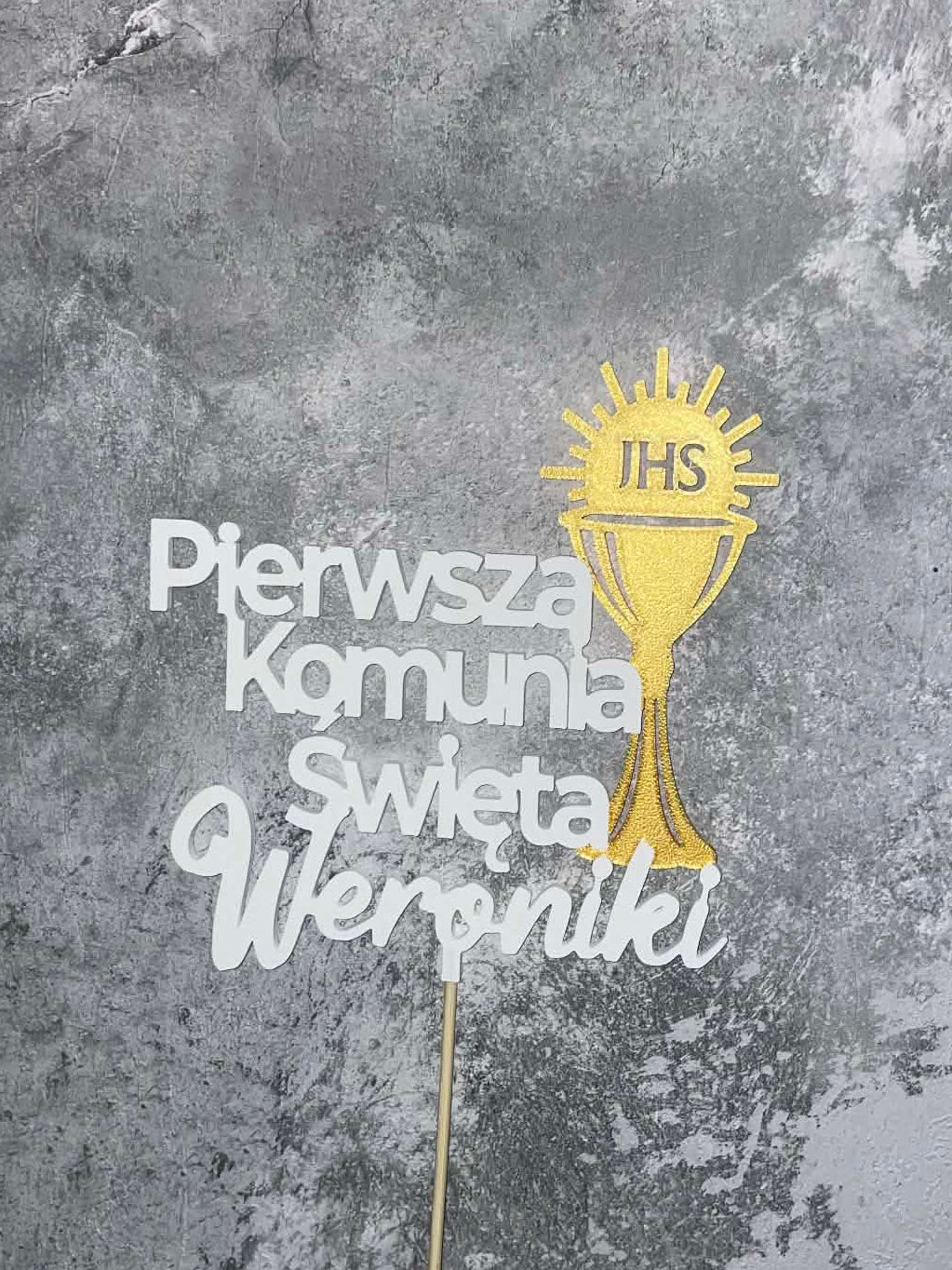 Topper na tort - Pierwsza Komunia Święta Personalizowany (Imię)